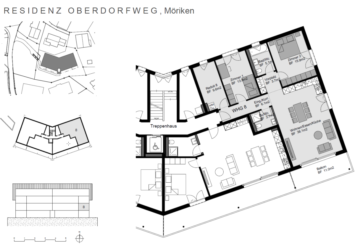 Plan Obergeschoss 3 ½-Zimmer-Wohnung 8